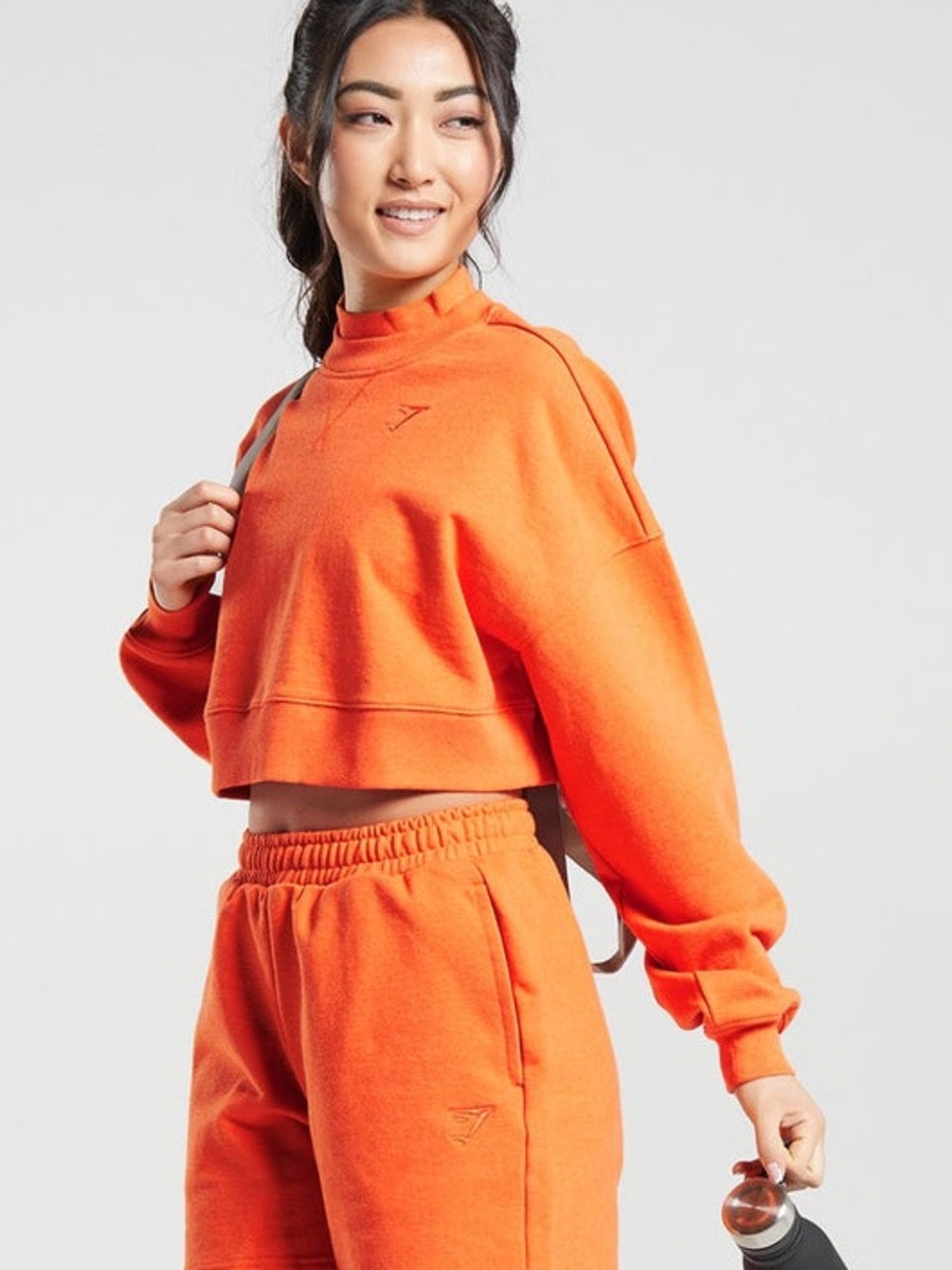 Gymshark Rest Day Sweats Cropped Pullover Sweatshirt Orange Sz M